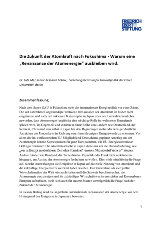 Die Zukunft der Atomkraft nach Fukushima